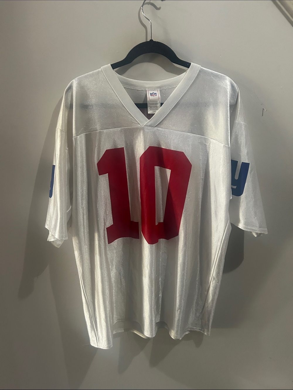 NFL White Jersey with Red 10 and Blue Sleeve Accents